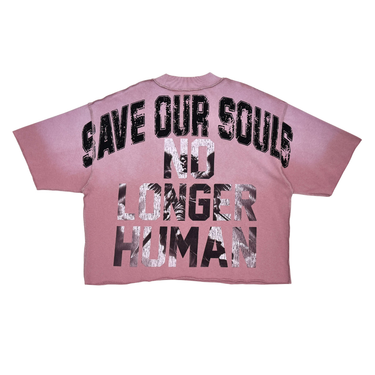 Rare Peace Men’s Pink Rhinestone Oversized Cropped Top Tee