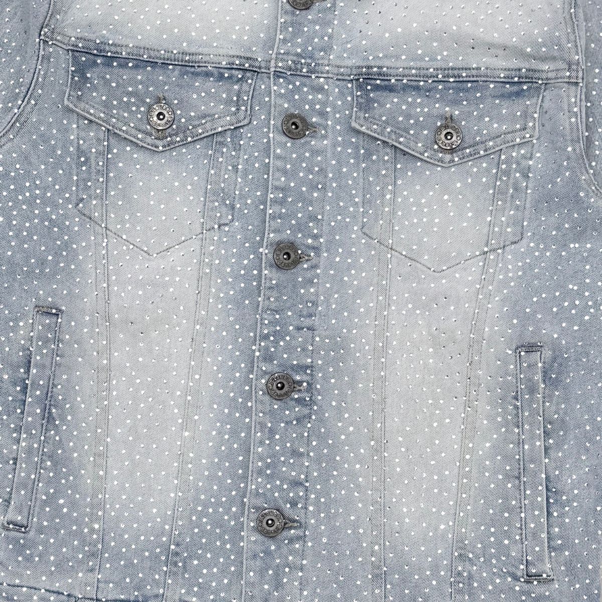 Men’s Black Rhinestone Denim Jacket & Jeans Pants Set