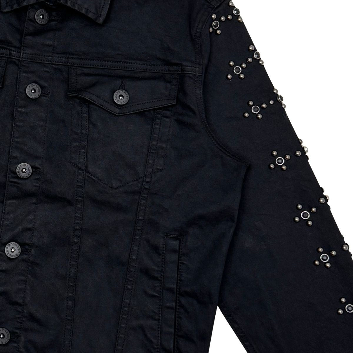 Men’s Black Rhinestone Denim Jacket & Jeans Pants Set