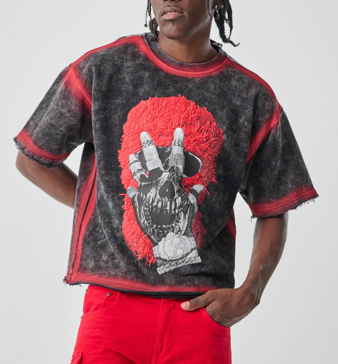 TAKER CROPPED T-SHIRT WITH AIRSPRAY & PUFF PRINT
