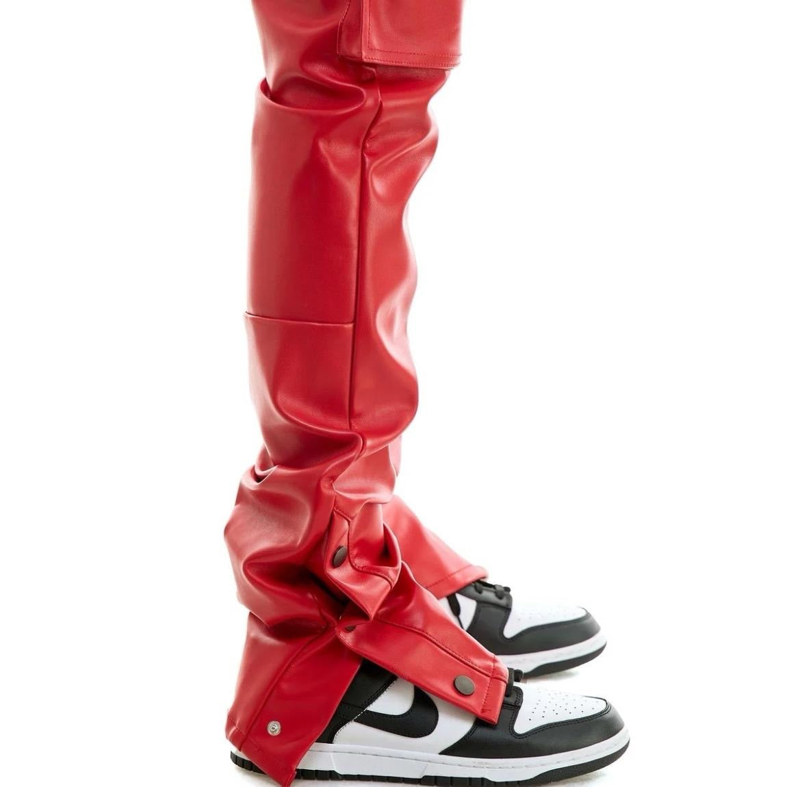 Men’s Red Leather Snap Pants