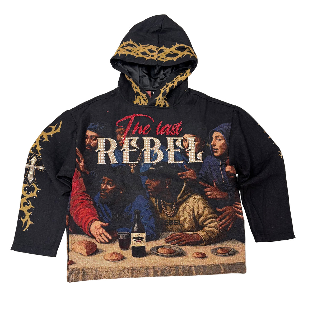 REBEL - THE LAST JACQUARD TAPESTRY BLACK HOODIE and DETAILED ARTWORK PULLOVER