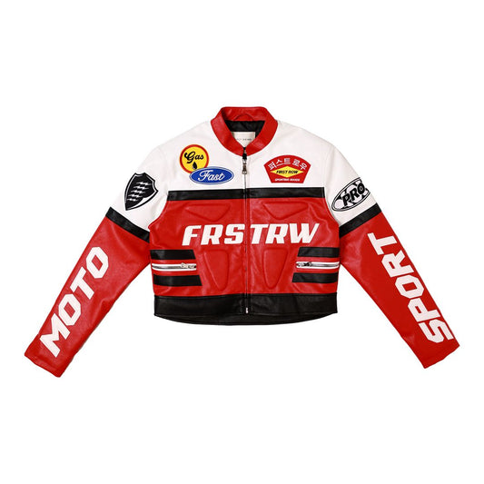First Row Women’s Leather Race Track Jacket