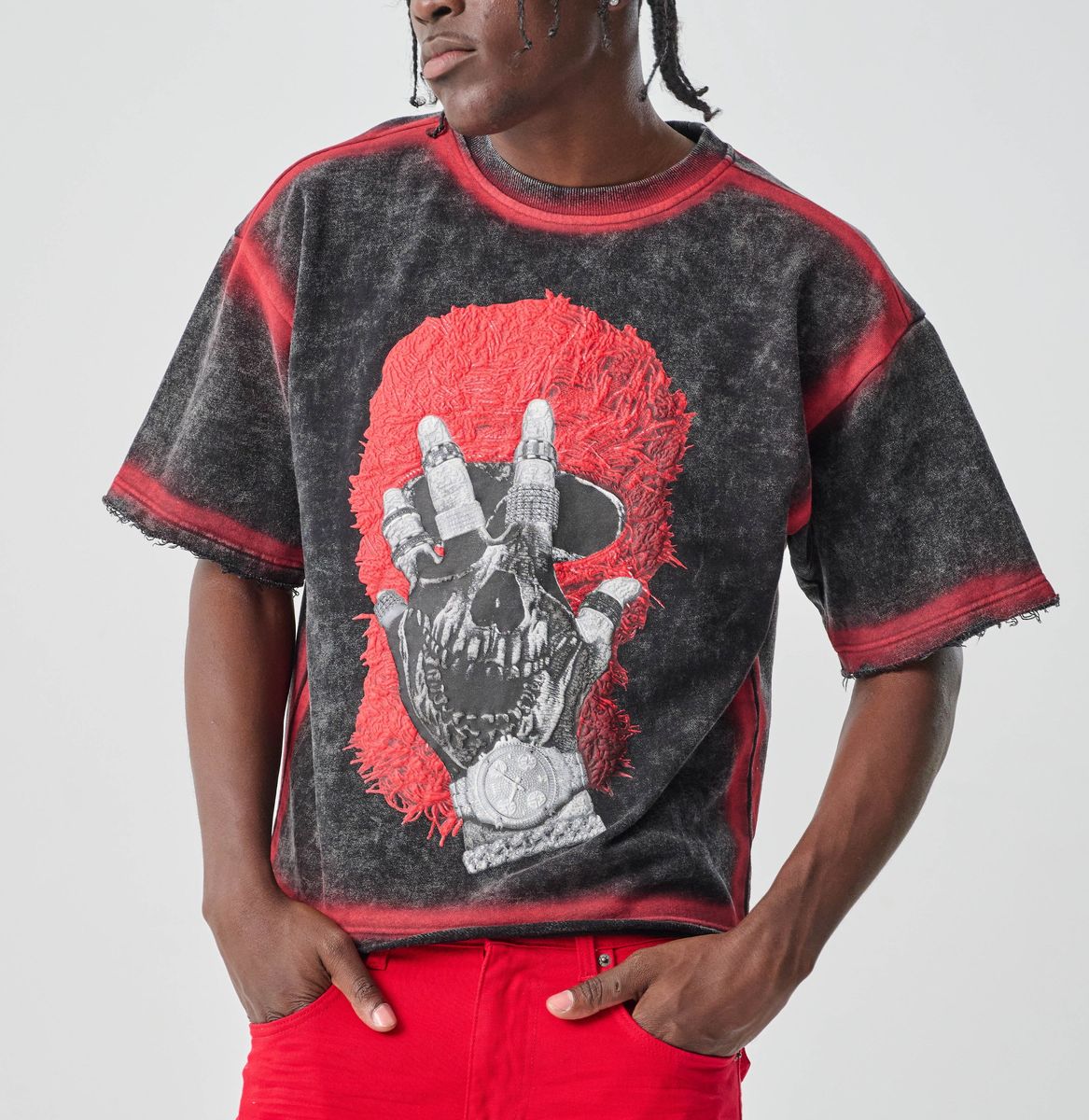 TAKER CROPPED T-SHIRT WITH AIRSPRAY & PUFF PRINT