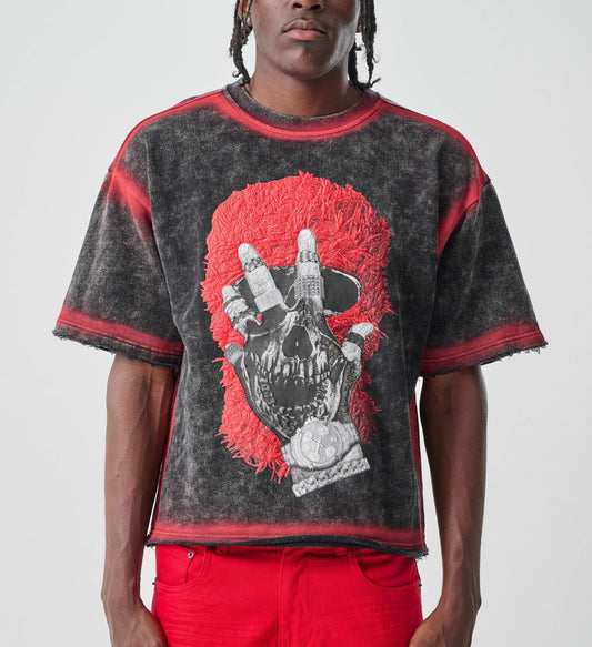 TAKER CROPPED T-SHIRT WITH AIRSPRAY & PUFF PRINT