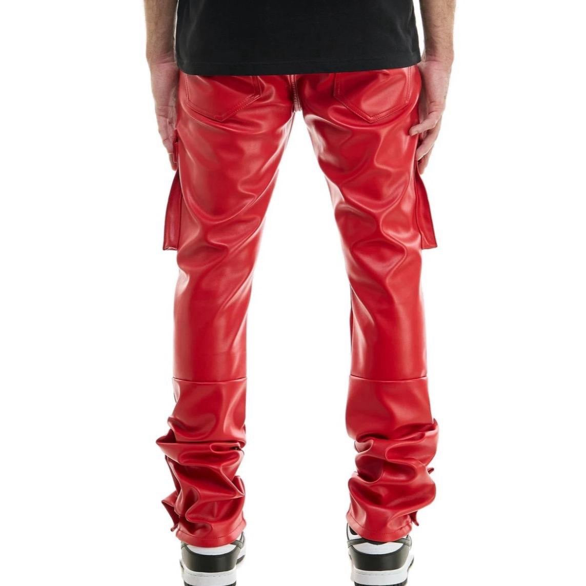 Men’s Red Leather Snap Pants
