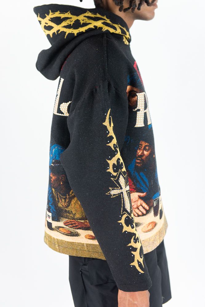 REBEL - THE LAST JACQUARD TAPESTRY BLACK HOODIE and DETAILED ARTWORK PULLOVER